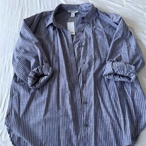 Nine West Men's Casual Blue Pinstripe Shirt